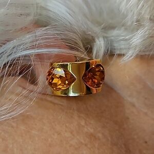 💕ST. JOHN💕 Clip On Earrings ~ Gold with Amber Stones NWOT